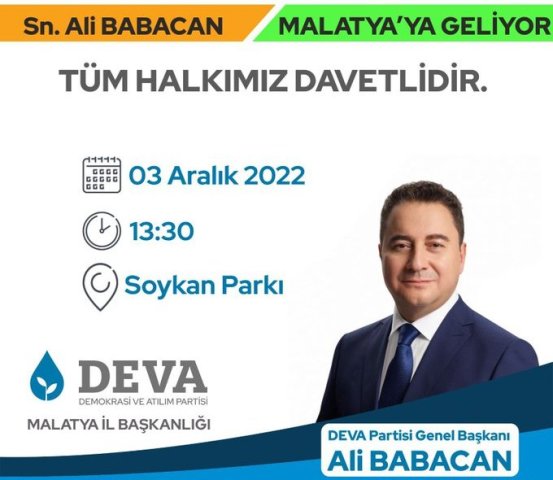 Ali Babacan Malatya'ya Geliyor