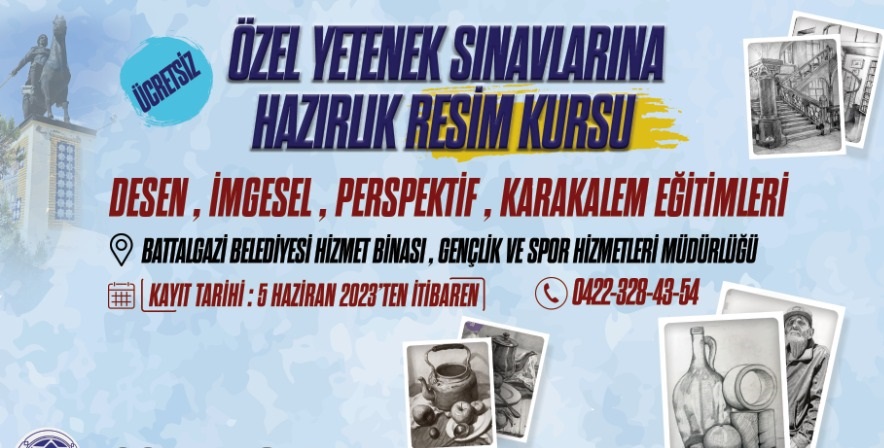 BATTALGAZİ BELEDİYESİNDE ÜCRETSİZ RESİM KURSU