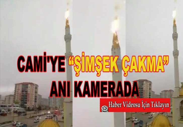  CAMİ'YE ŞİMŞEK ÇAKMA ANI KAMERADA