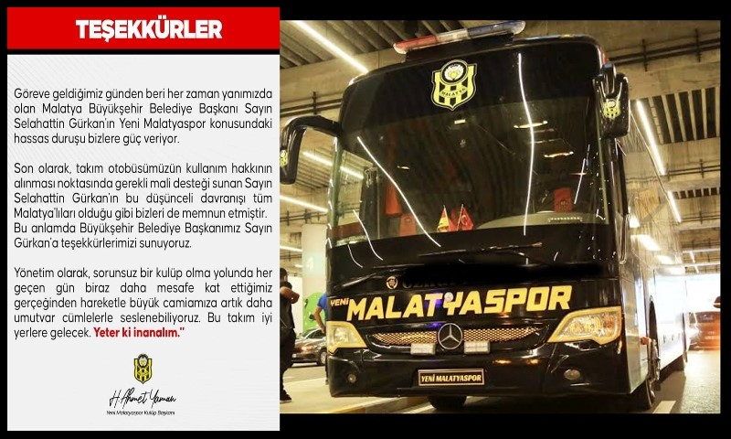 El konulan Yeni Malatyaspor Otobüsünü Gürkan Aldı