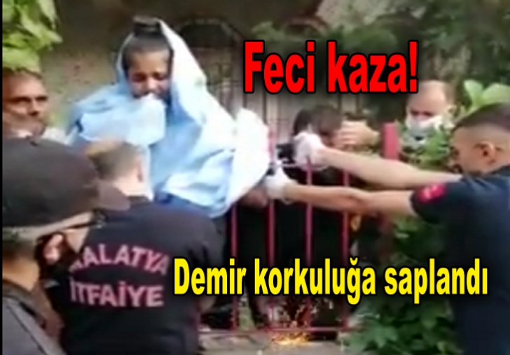  Feci kaza! Demir korkuluğa saplandı