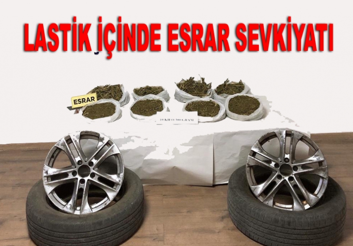 Lastik içinde esrar sevkiyatı polise takıldı