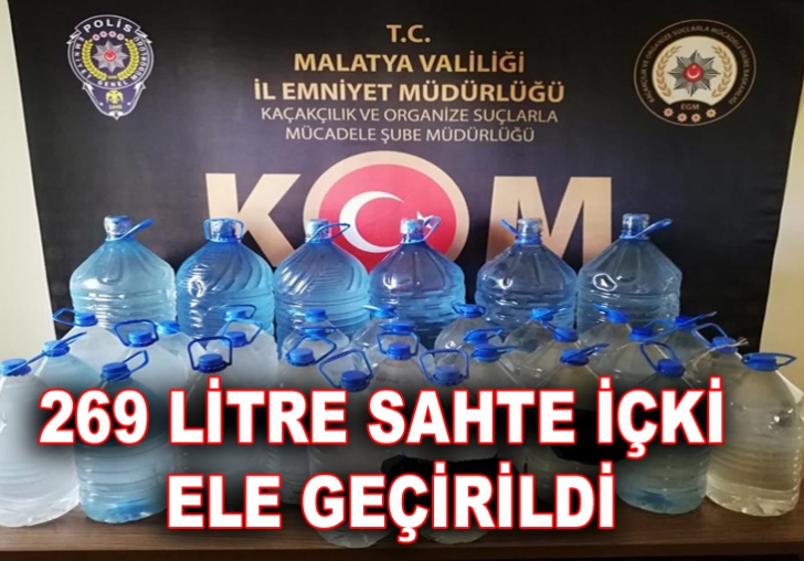 Malatya'da 269 litre sahte içki ele geçirildi