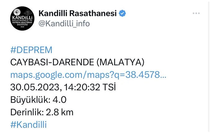 Malatya'da Bu Kez Darende Sallandı