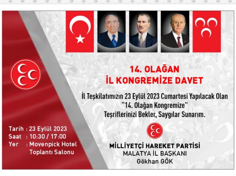 MHP Malatya İl Kongresi 23 Eylül'de Yapılacak
