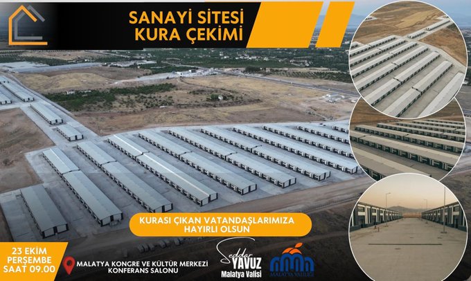 Sanayi Sitesi Kura Çekimi 23 Ekim'de Yapılacak