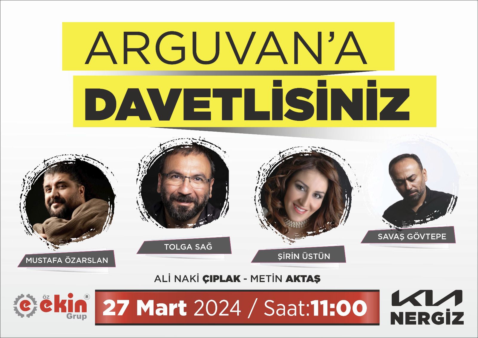 Tolga Sağ ve Mustafa Özarslan Arguvan’da Konser Veriyor