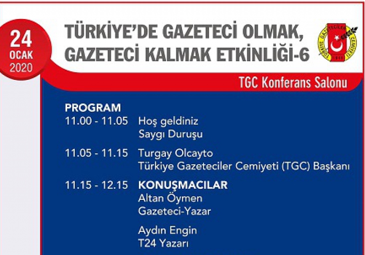  Türkiyede Gazeteci Olmak-Gazeteci Kalmak Toplantısı 24 Ocakta yapılacak