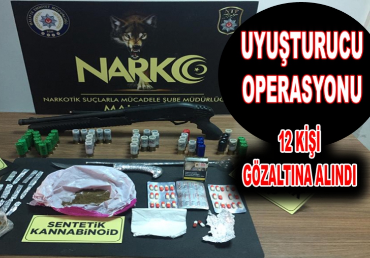 UYUŞTURUCU OPERASYONUNDA 12 KİŞİ GÖZALTINA ALINDI