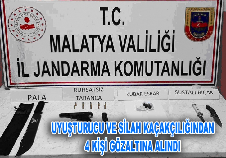 UYUŞTURUCU VE SİLAH KAÇAKÇILIĞINDAN 4 KİŞİ GÖZALTINA ALINDI