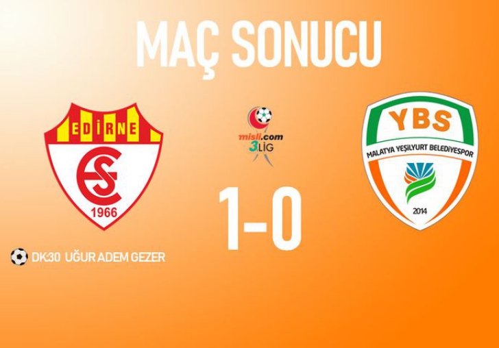 Yeşilyurt Belediyespor, Edirne'ye de mağlup oldu:1-0