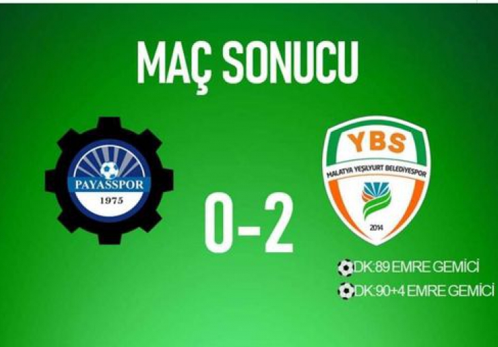 Yeşilyurt Belediyespor, Payas'ı Deplasman'da Devirdi:0-2 