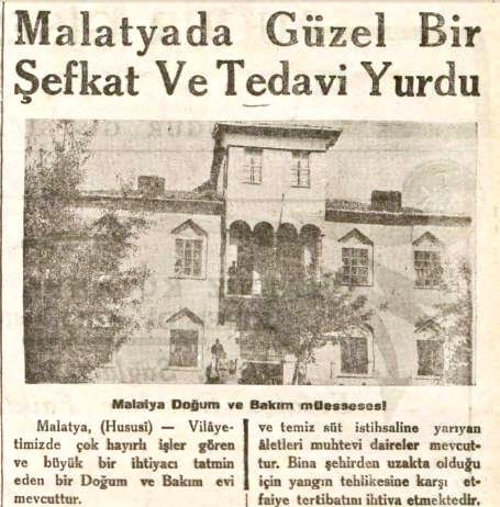 Yıl 1930... Malatya Doğum ve Bakım Evi